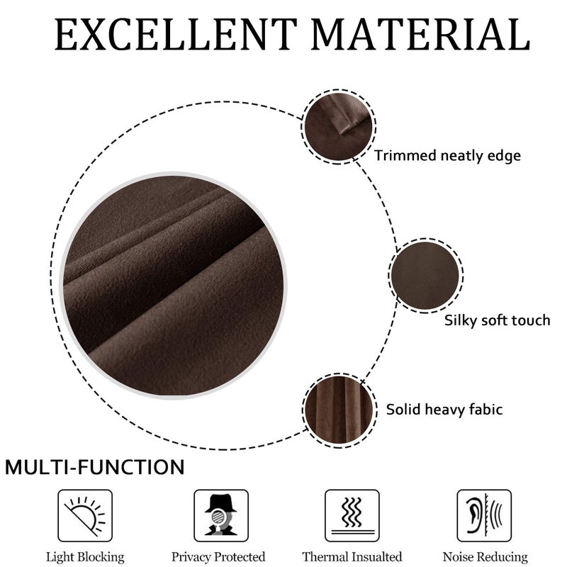 SMILETIME Brown 108in Long Luxury Velvet Curtain Panels with Grommet, Insulated Soft Privacy Noise Reducing Velvet Window Drapes Thicker Velvet Pinch Pleat Curtains for Living Room 2 Panels 52W x 108L - Image 4